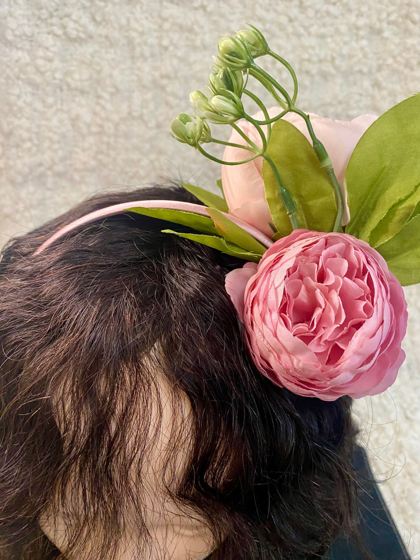 Pink Peony Floral in Pink Headband